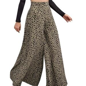 SHEIN Tan and Black Polka Dot Palazzo Pants